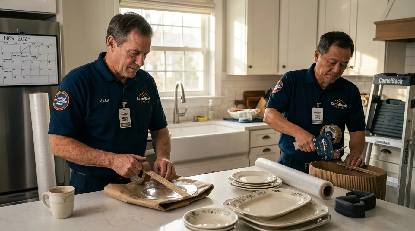 Professional crew packing kitchen dishware in Mount Vernon, NY